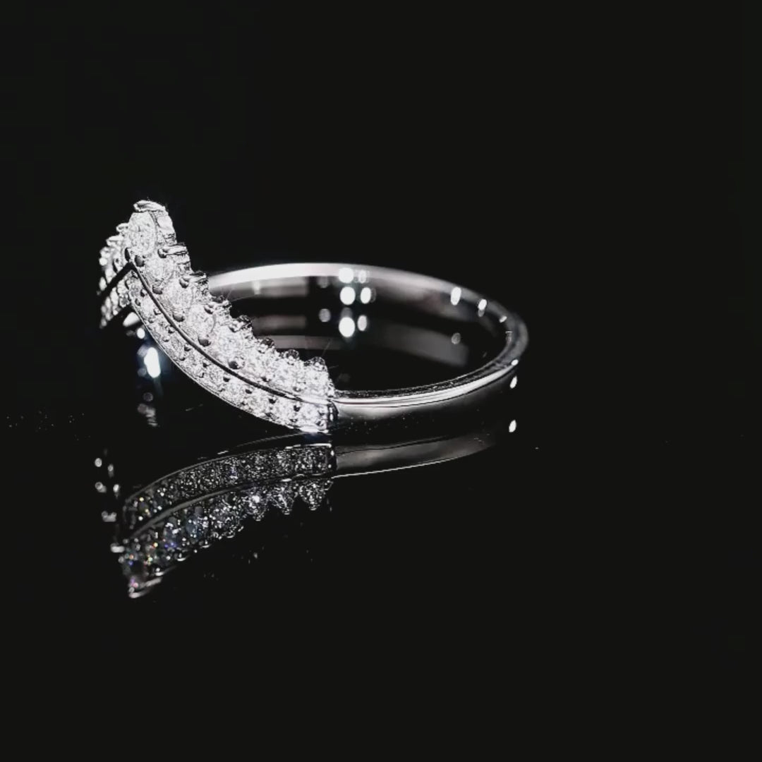 Double Row Chevron Ring | Moissanite | 925 Sterling Silver | Prm7153