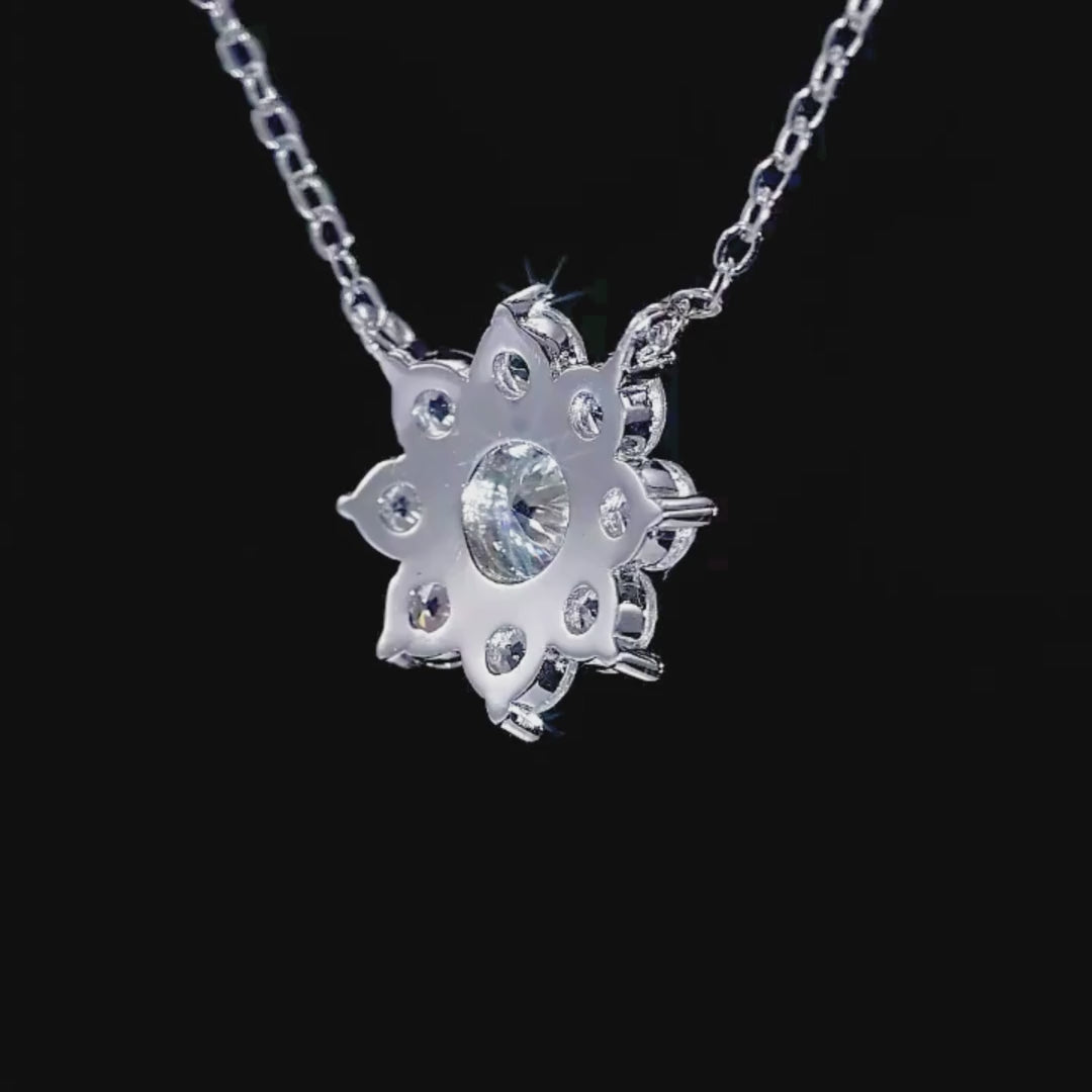 Floral Halo Moissanite Solitaire Pendant Necklace | PRM2018