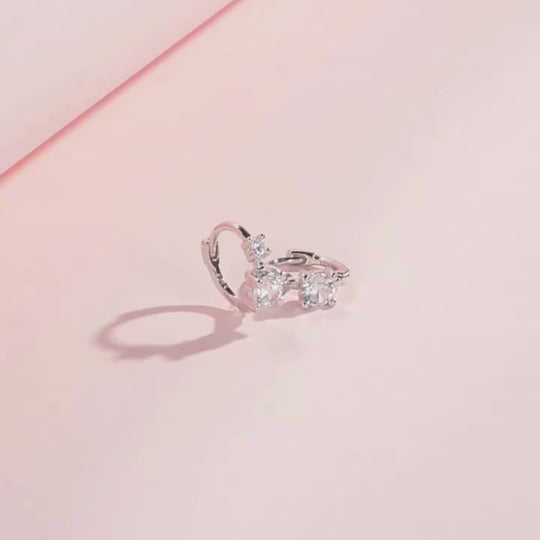 Double Solitaire Cluster Huggie Earrings | Diamond Simulant | 925 Sterling Silver | Prm8105