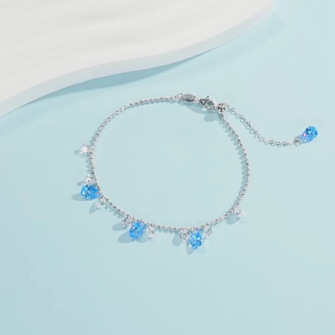 Turquoise Heart Solitaire Bracelet | Diamond Simulant | Prm9128