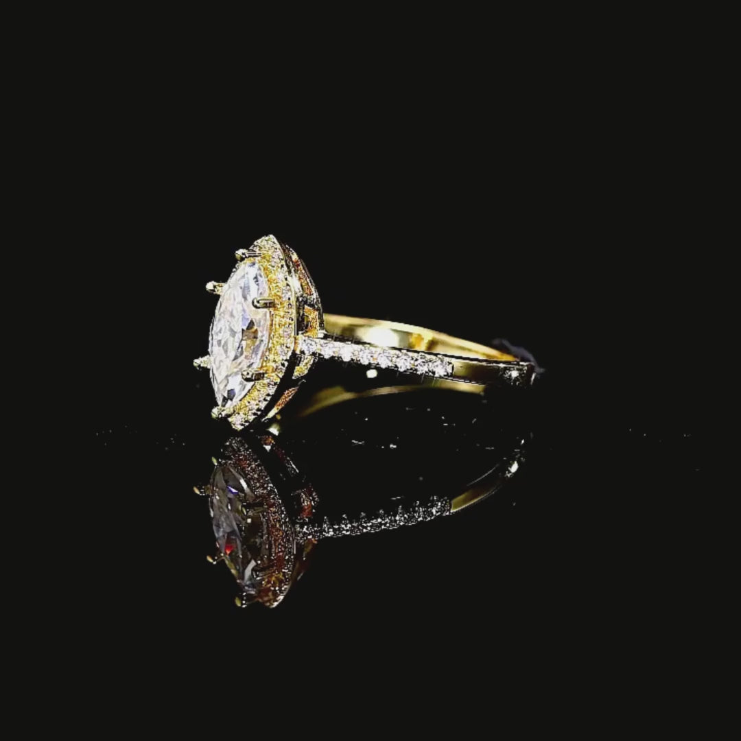Marquise Halo Ring | 1.00ct | Moissanite | 925 Sterling Silver | Prm7152