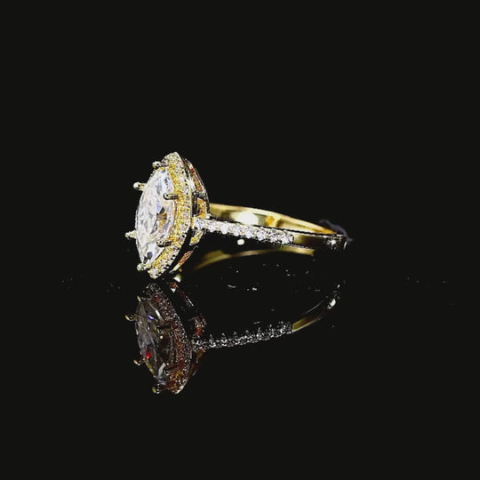 Marquise Halo Ring | 1.00ct | Moissanite | 925 Sterling Silver | Prm7152