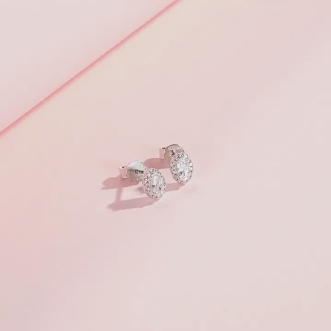 Classic Halo Stud Earrings | Diamond Simulant | 925 Sterling Silver | Prm8114