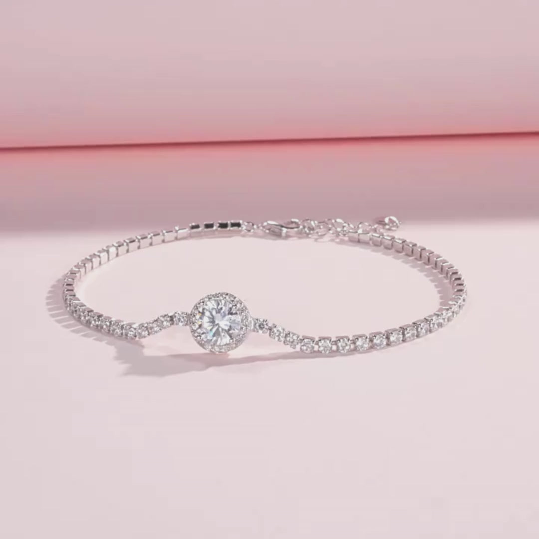 Halo Tennis Link Bracelet | Diamond Simulant | Prm9106