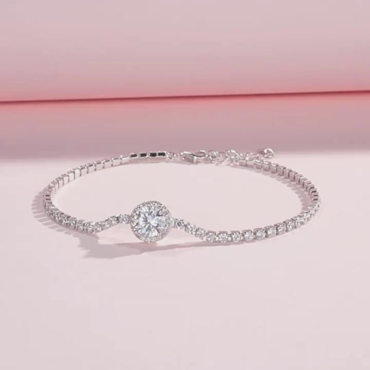 Halo Tennis Link Bracelet | Diamond Simulant | Prm9106