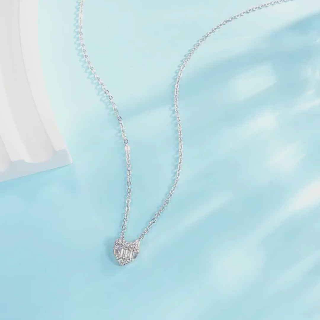 Baguette Heart Pendant Necklace | PRM2034
