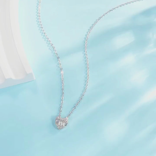 Baguette Heart Pendant Necklace | PRM2034