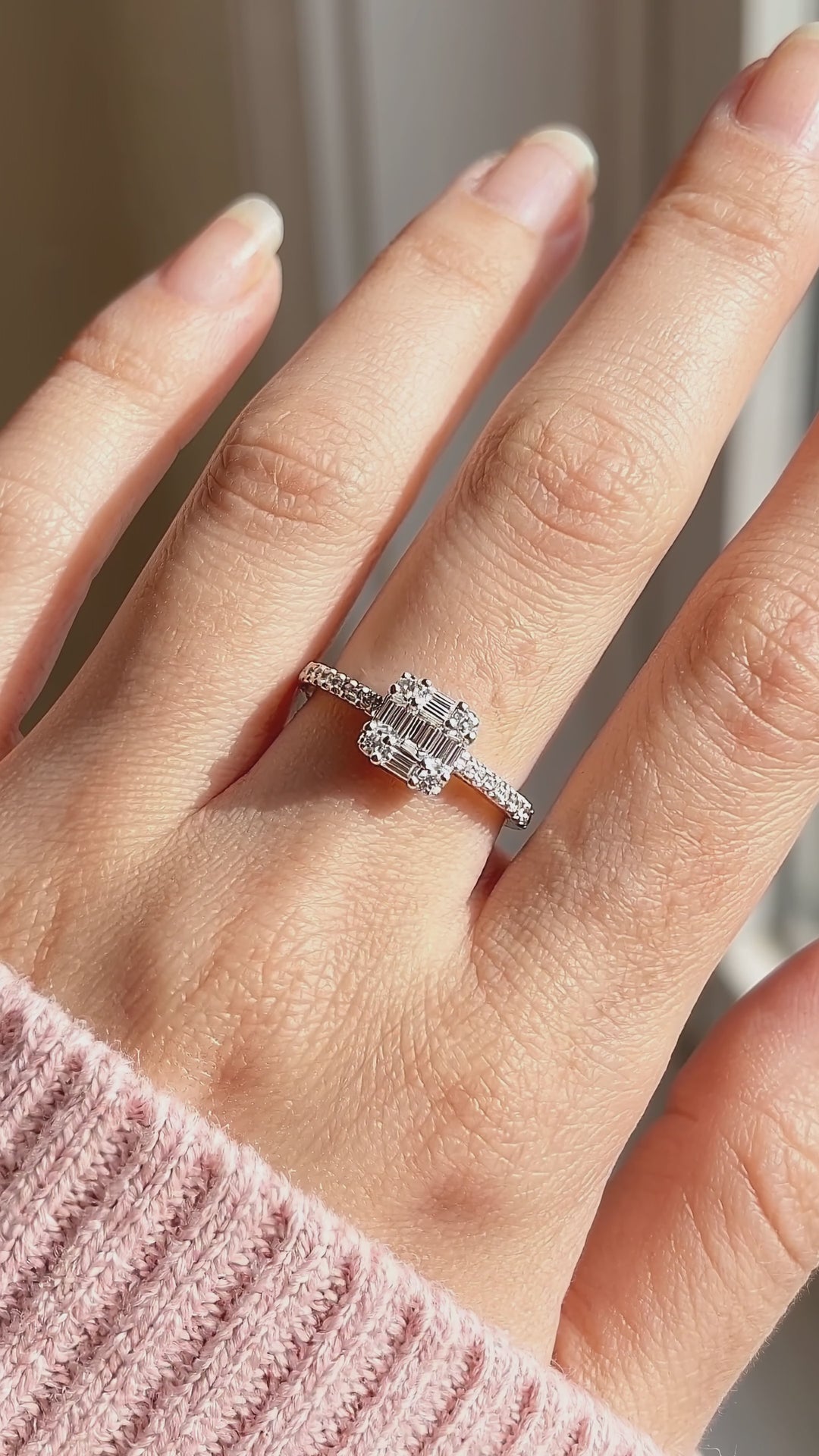 Baguette Cluster Illusion Ring | Diamond Simulant | 925 Sterling Silver | PRM5026
