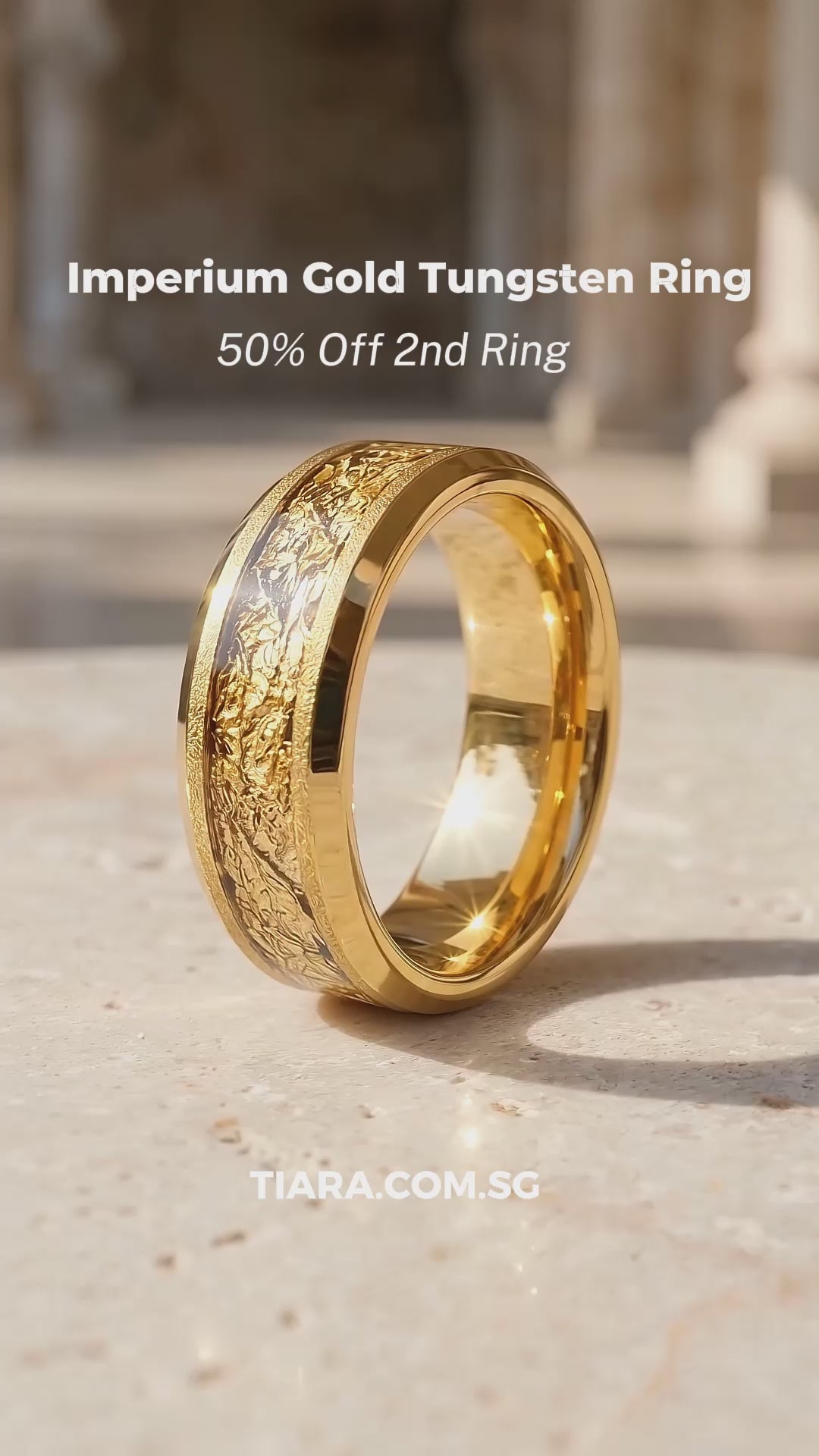 Imperium Gold Sandblasted Tungsten Carbide Ring | Men&
