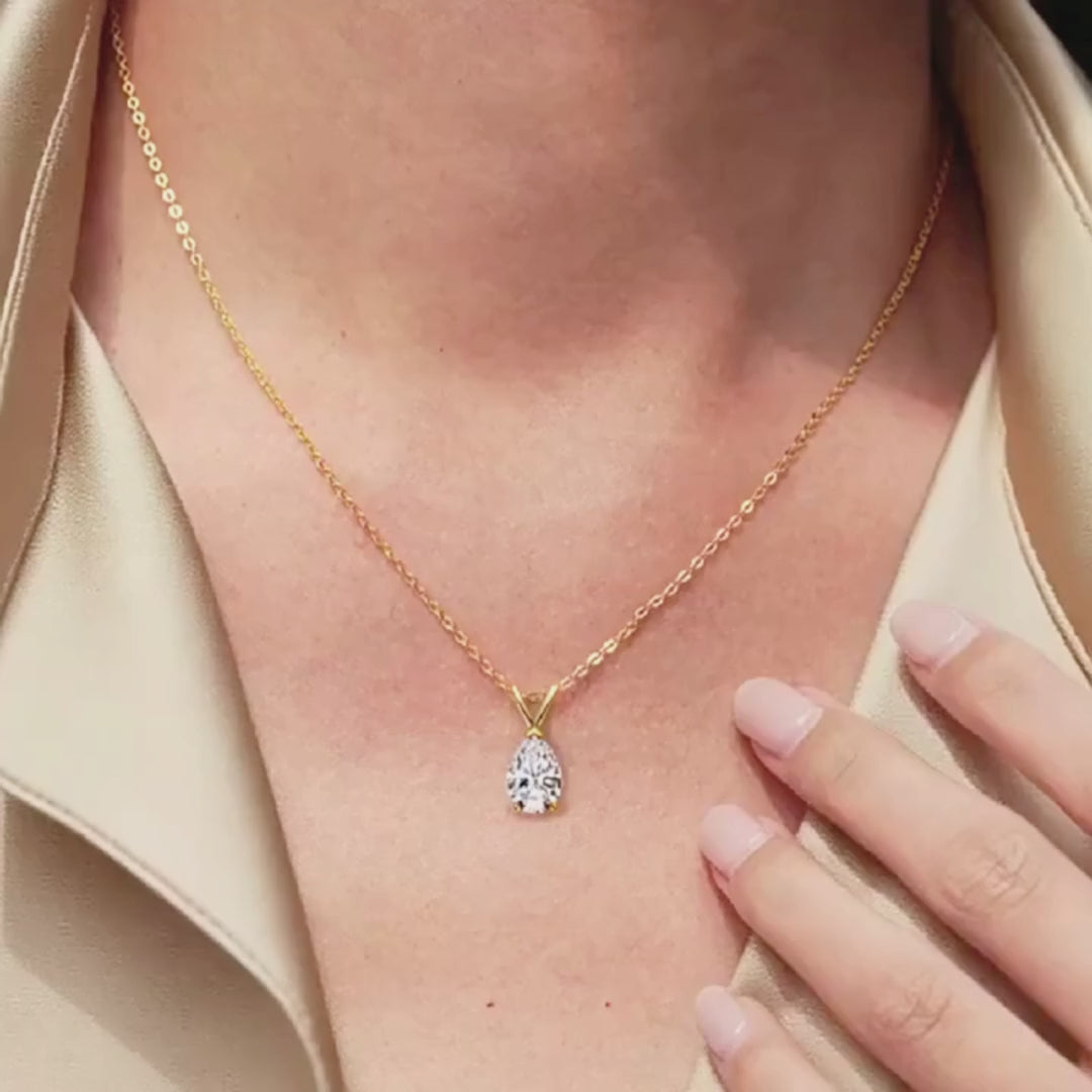 Pear Cut Moissanite Solitaire Pendant Necklace | PRM2017