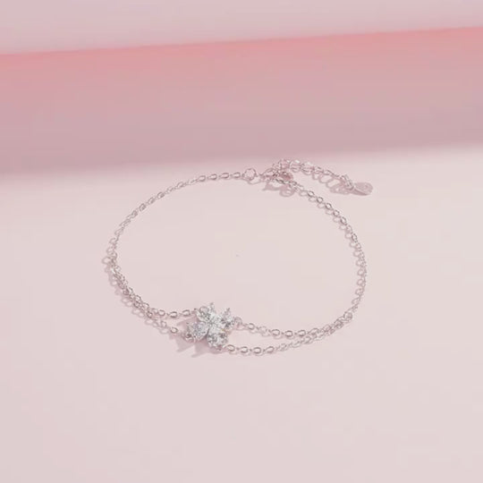 Clover Double-Strand Bracelet | Diamond Simulant | Prm9122