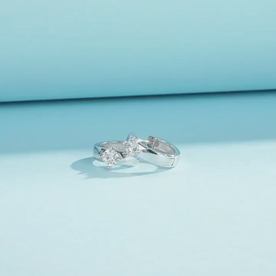 Solitaire Tension Set Huggie Earrings | Moissanite | 925 Sterling Silver | Prm8104