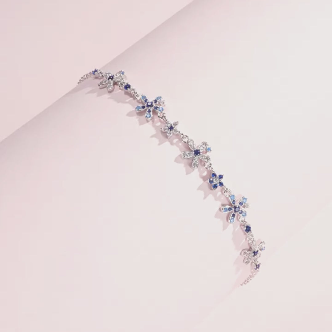 Floral Halo Link Bracelet | Diamond Simulant | Prm9107