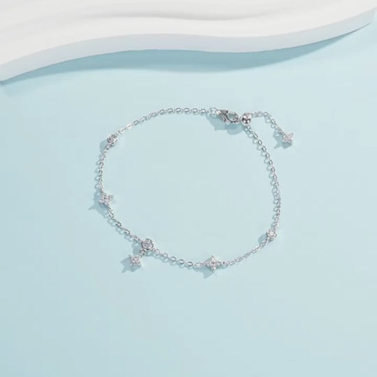 Floral Drop Charm Bracelet | Diamond Simulant | Prm9114