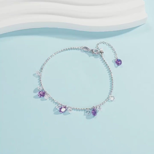 Purple Teardrop Link Bracelet | Diamond Simulant | Prm9108