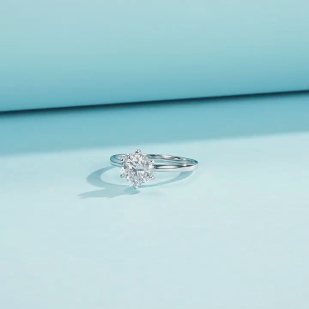 1 Carat Moissanite Solitaire Ring | 925 Sterling Silver | PRM7118