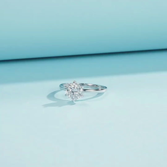 1 Carat Moissanite Solitaire Ring | 925 Sterling Silver | PRM7118