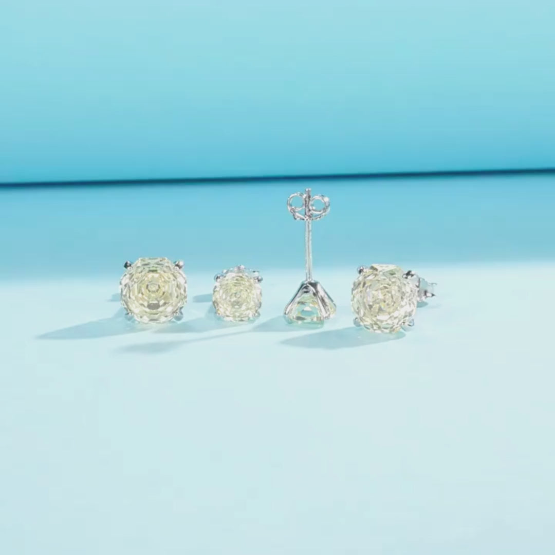 Canary Yellow Rose Stud Earrings | Diamond Simulant | 925 Sterling Silver | Prm8112