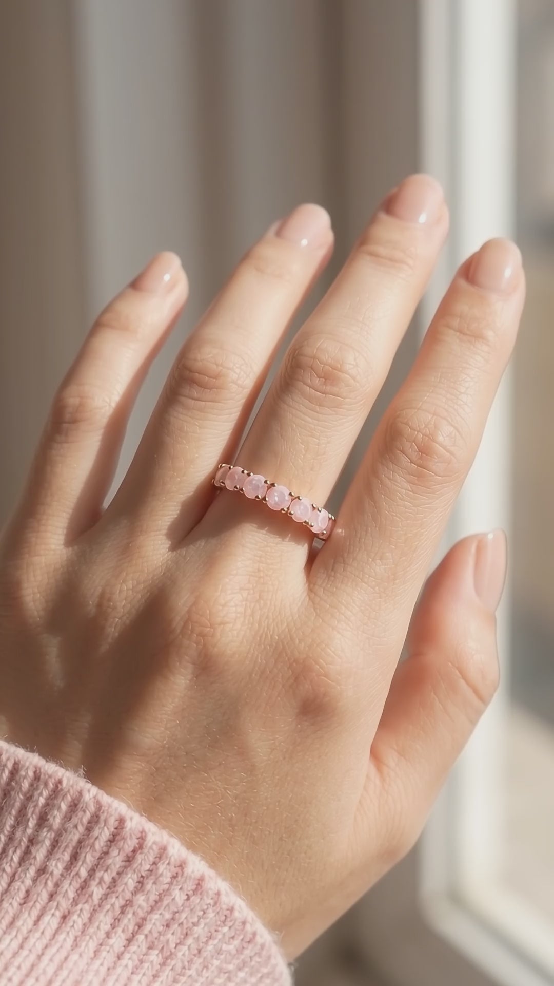 Pink Round Shared-Prong Eternity Band | Women&