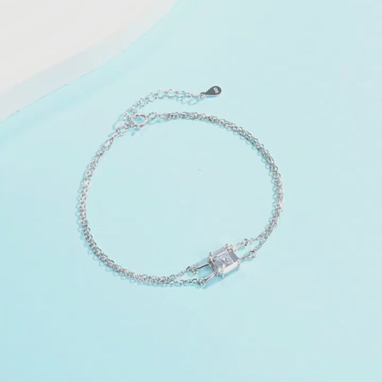 Princess Cut Double-Strand Bracelet | Diamond Simulant | Prm9125