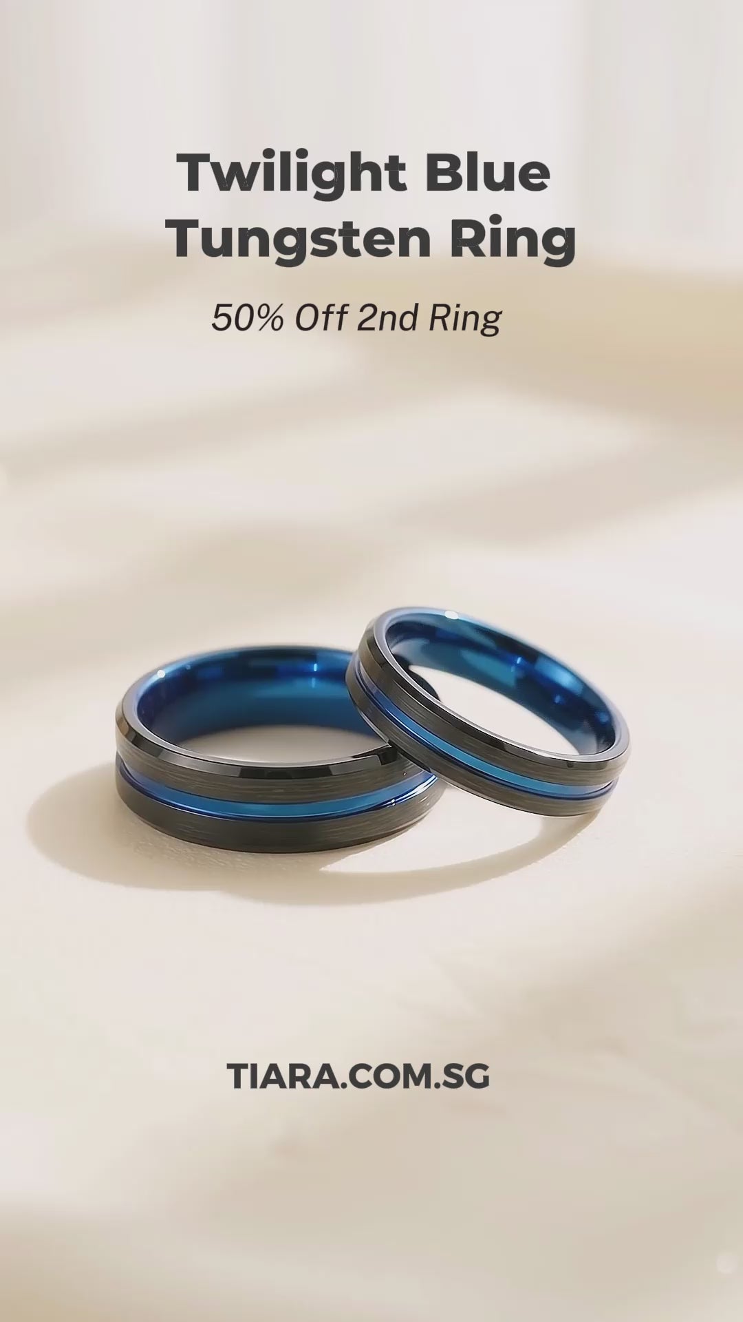 Twilight Blue | Tungsten Couple Rings | Black Wedding Bands