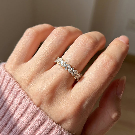 Marquise Cluster Moissanite Band Ring | 925 Sterling Silver | PRM5049