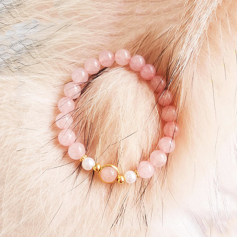 Rose Quartz & Freshwater Pearl Elegance Natural Crystal Bracelet | C164 - Crystal Bracelet | Singapore Jewellery, Wedding Rings & Gifts | Same Day Delivery | Tiara.com.sg