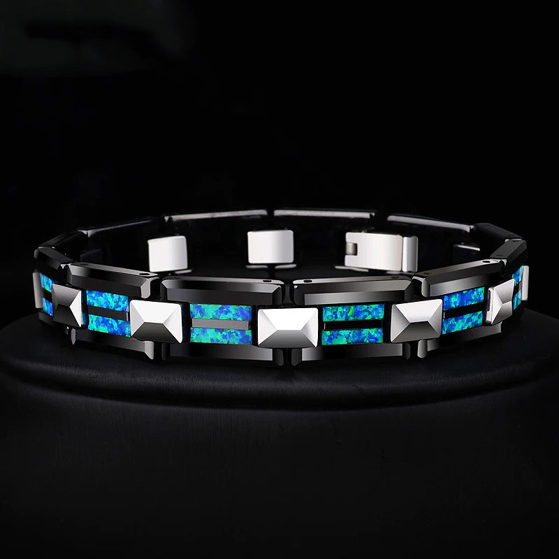 Ceramic & Opal Tungsten Bracelet - Tungsten Bracelets | Singapore Jewellery, Wedding Rings & Gifts | Same Day Delivery | Tiara.com.sg