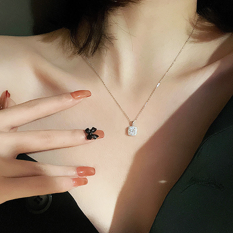 Square Halo Pendant Necklace | White Gold | Luxe4121 - Luxe Necklace | Singapore Jewellery, Wedding Rings & Gifts | Same Day Delivery | Tiara.com.sg