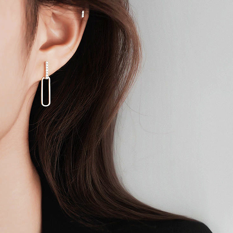 Paperclip Pavé Link Drop Earrings | White & Rose Gold | Luxe2965 - Luxe Earrings | Singapore Jewellery, Wedding Rings & Gifts | Same Day Delivery | Tiara.com.sg