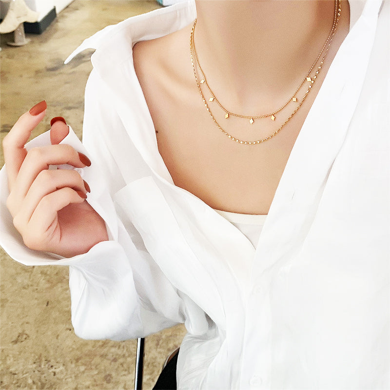 Layered Beaded Chain Pendant Necklace | Gold | Luxe4136 - Luxe Necklace | Singapore Jewellery, Wedding Rings &amp; Gifts | Same Day Delivery | Tiara.com.sg