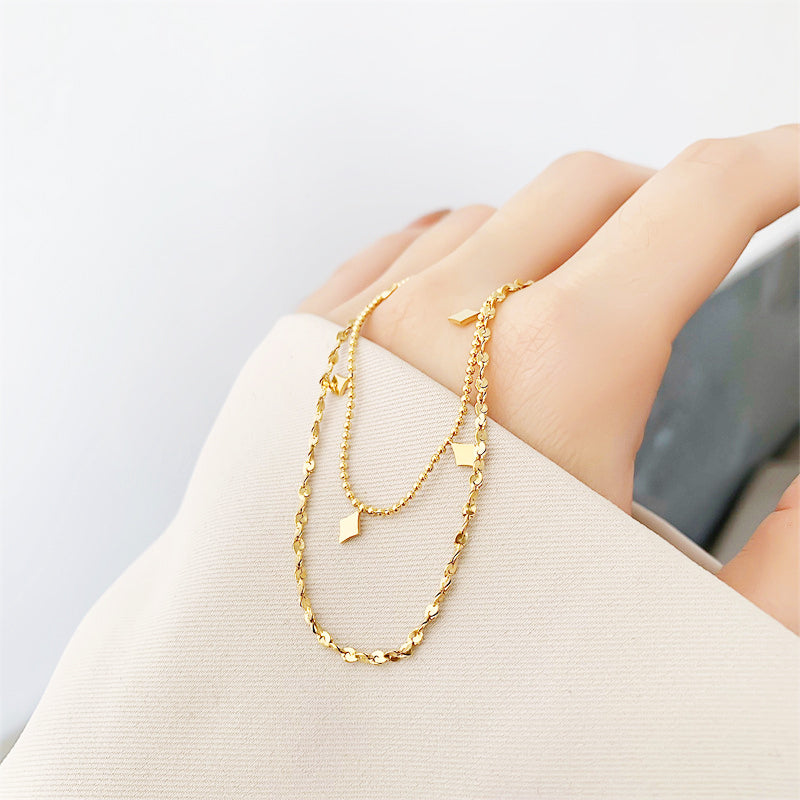 Layered Beaded Chain Pendant Necklace | Gold | Luxe4136 - Luxe Necklace | Singapore Jewellery, Wedding Rings &amp; Gifts | Same Day Delivery | Tiara.com.sg