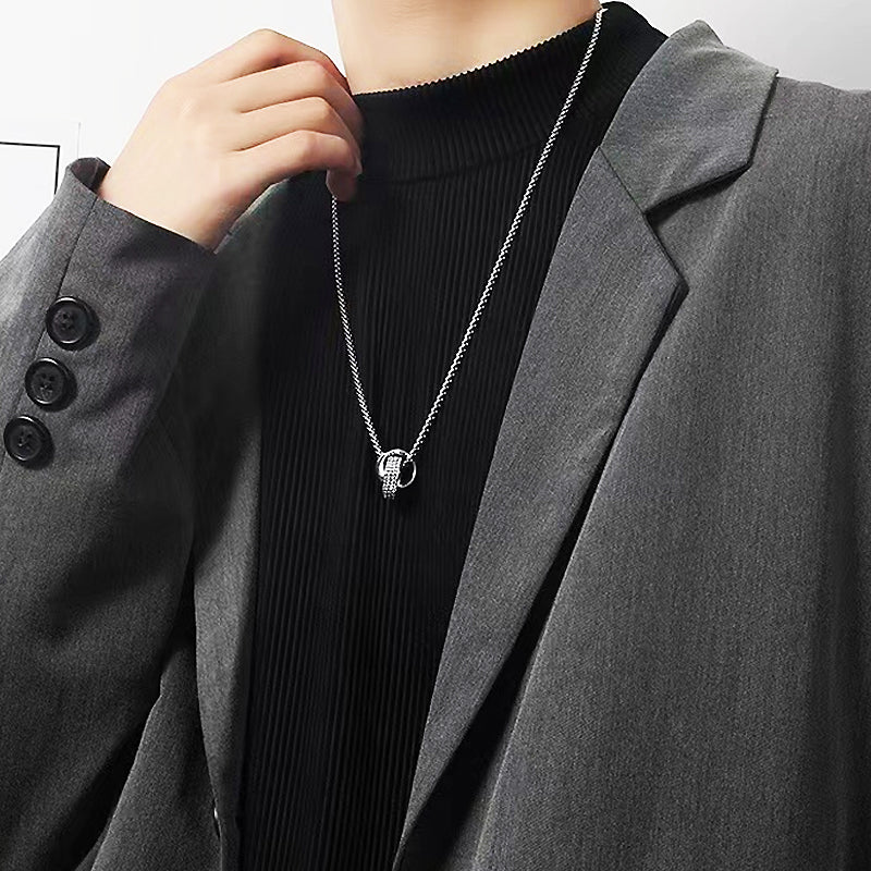 MN1014: The Titanium Steel Interlock Necklace - Necklace | Singapore Jewellery, Wedding Rings & Gifts | Same Day Delivery | Tiara.com.sg